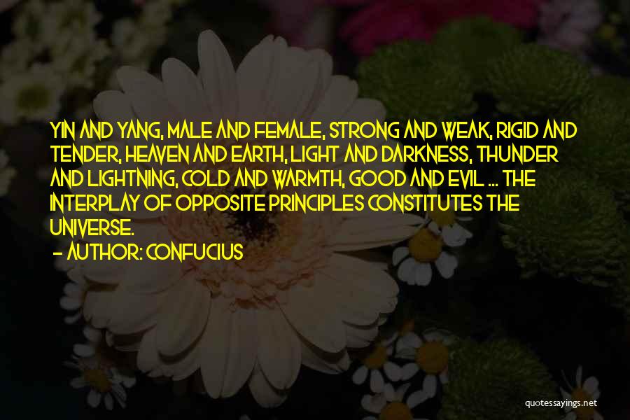 Confucius Quotes: Yin And Yang, Male And Female, Strong And Weak, Rigid And Tender, Heaven And Earth, Light And Darkness, Thunder And