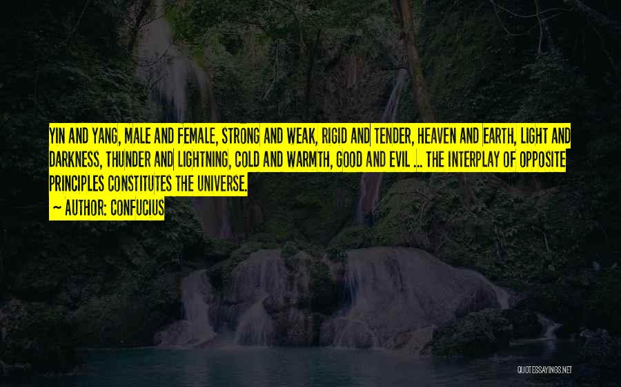 Confucius Quotes: Yin And Yang, Male And Female, Strong And Weak, Rigid And Tender, Heaven And Earth, Light And Darkness, Thunder And