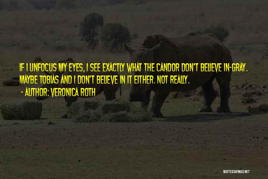 Veronica Roth Quotes: If I Unfocus My Eyes, I See Exactly What The Candor Don't Believe In-gray. Maybe Tobias And I Don't Believe
