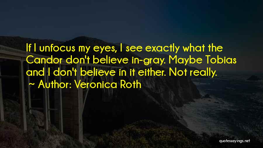 Veronica Roth Quotes: If I Unfocus My Eyes, I See Exactly What The Candor Don't Believe In-gray. Maybe Tobias And I Don't Believe