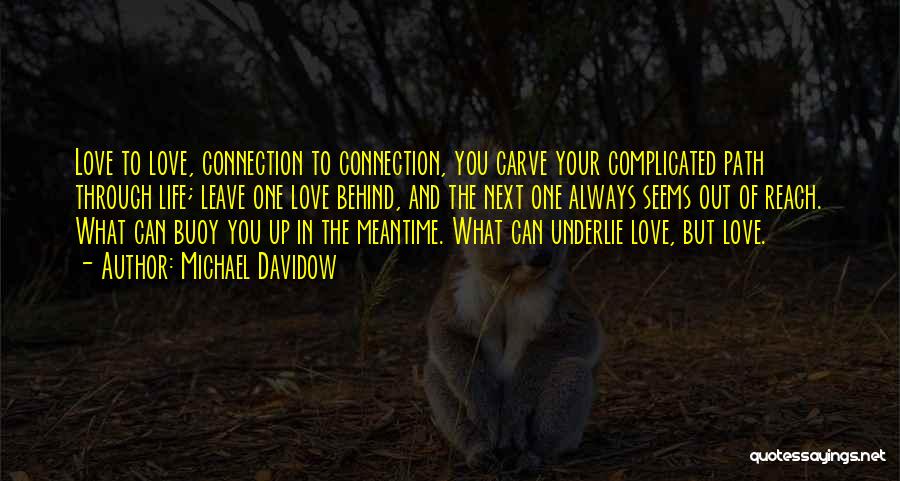 Michael Davidow Quotes: Love To Love, Connection To Connection, You Carve Your Complicated Path Through Life; Leave One Love Behind, And The Next