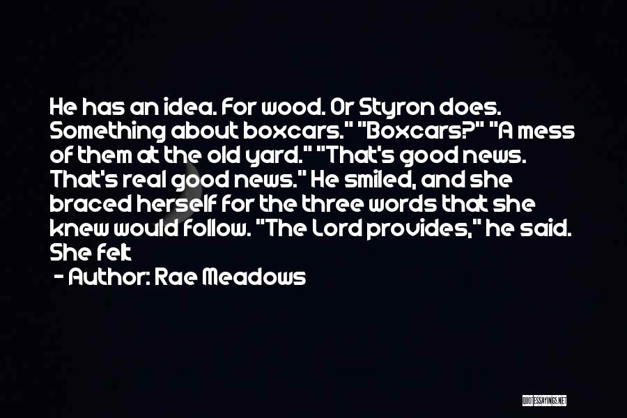 Rae Meadows Quotes: He Has An Idea. For Wood. Or Styron Does. Something About Boxcars. Boxcars? A Mess Of Them At The Old