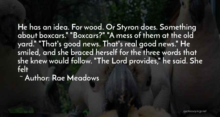 Rae Meadows Quotes: He Has An Idea. For Wood. Or Styron Does. Something About Boxcars. Boxcars? A Mess Of Them At The Old