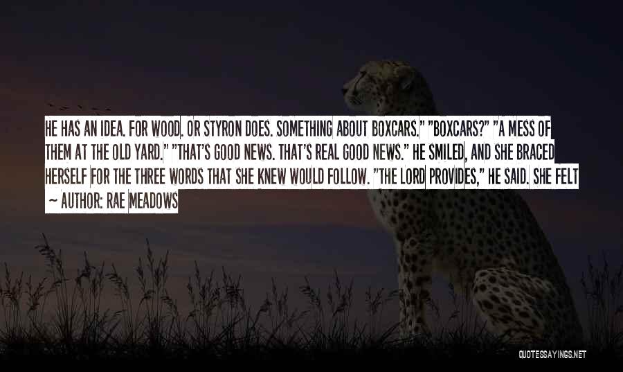 Rae Meadows Quotes: He Has An Idea. For Wood. Or Styron Does. Something About Boxcars. Boxcars? A Mess Of Them At The Old