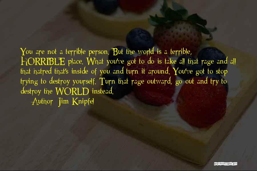 Jim Knipfel Quotes: You Are Not A Terrible Person. But The World Is A Terrible, Horrible Place. What You've Got To Do Is