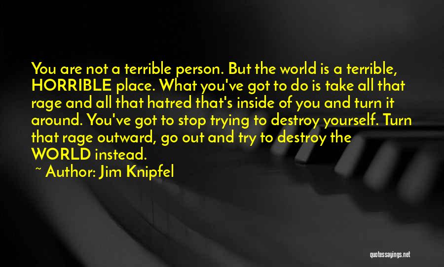 Jim Knipfel Quotes: You Are Not A Terrible Person. But The World Is A Terrible, Horrible Place. What You've Got To Do Is