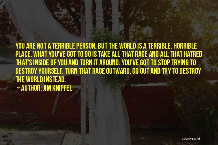 Jim Knipfel Quotes: You Are Not A Terrible Person. But The World Is A Terrible, Horrible Place. What You've Got To Do Is