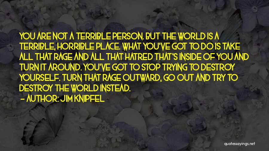 Jim Knipfel Quotes: You Are Not A Terrible Person. But The World Is A Terrible, Horrible Place. What You've Got To Do Is