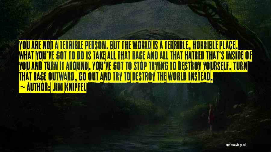 Jim Knipfel Quotes: You Are Not A Terrible Person. But The World Is A Terrible, Horrible Place. What You've Got To Do Is