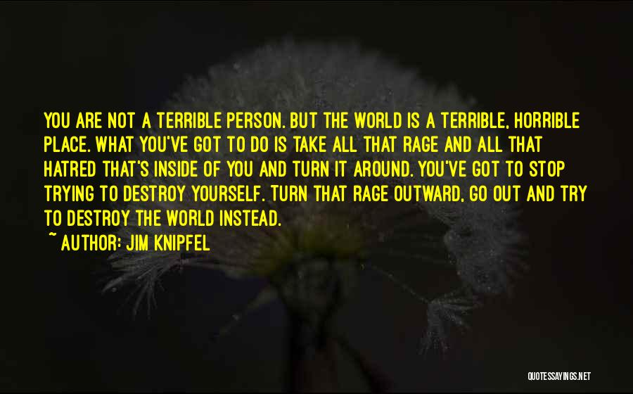 Jim Knipfel Quotes: You Are Not A Terrible Person. But The World Is A Terrible, Horrible Place. What You've Got To Do Is