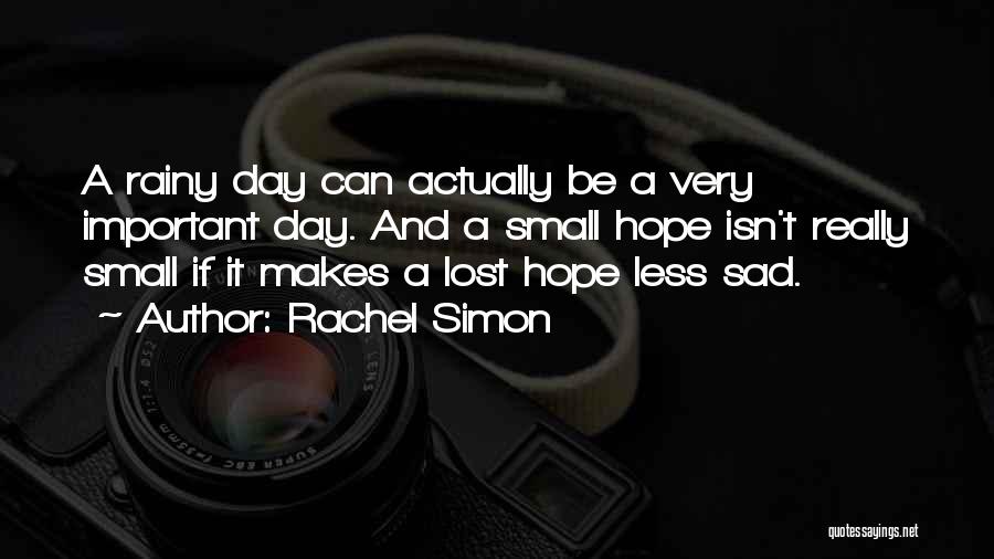 Rachel Simon Quotes: A Rainy Day Can Actually Be A Very Important Day. And A Small Hope Isn't Really Small If It Makes