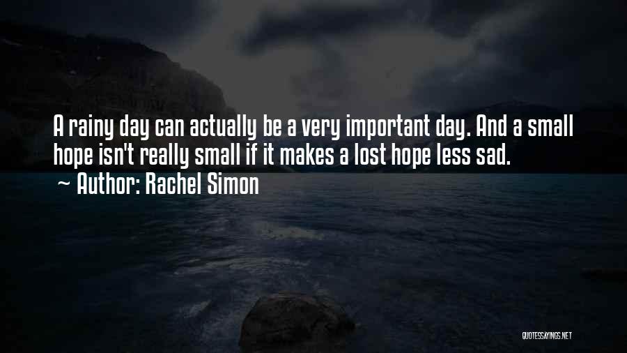 Rachel Simon Quotes: A Rainy Day Can Actually Be A Very Important Day. And A Small Hope Isn't Really Small If It Makes