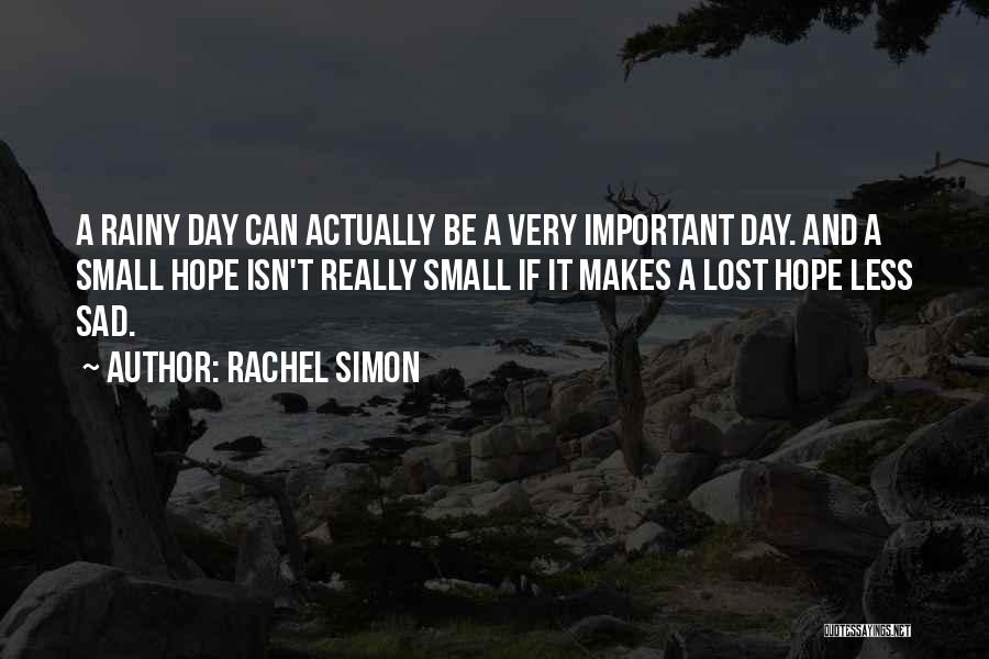 Rachel Simon Quotes: A Rainy Day Can Actually Be A Very Important Day. And A Small Hope Isn't Really Small If It Makes