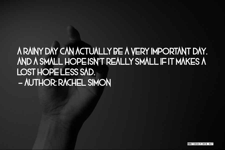 Rachel Simon Quotes: A Rainy Day Can Actually Be A Very Important Day. And A Small Hope Isn't Really Small If It Makes