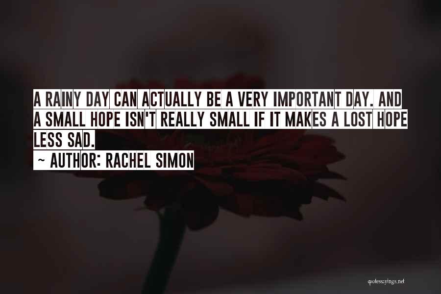 Rachel Simon Quotes: A Rainy Day Can Actually Be A Very Important Day. And A Small Hope Isn't Really Small If It Makes