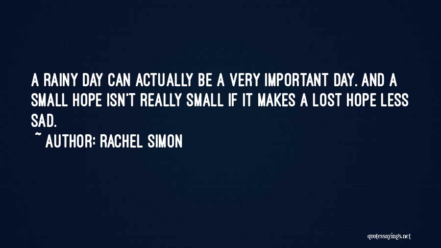 Rachel Simon Quotes: A Rainy Day Can Actually Be A Very Important Day. And A Small Hope Isn't Really Small If It Makes