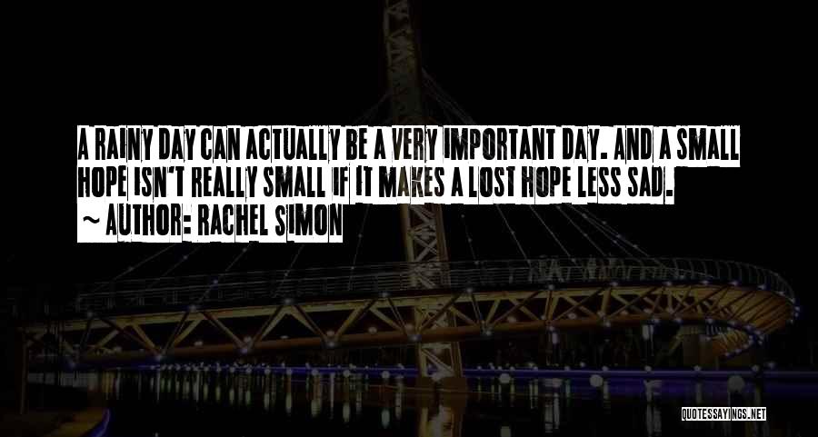 Rachel Simon Quotes: A Rainy Day Can Actually Be A Very Important Day. And A Small Hope Isn't Really Small If It Makes