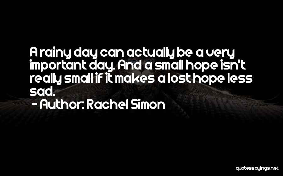 Rachel Simon Quotes: A Rainy Day Can Actually Be A Very Important Day. And A Small Hope Isn't Really Small If It Makes