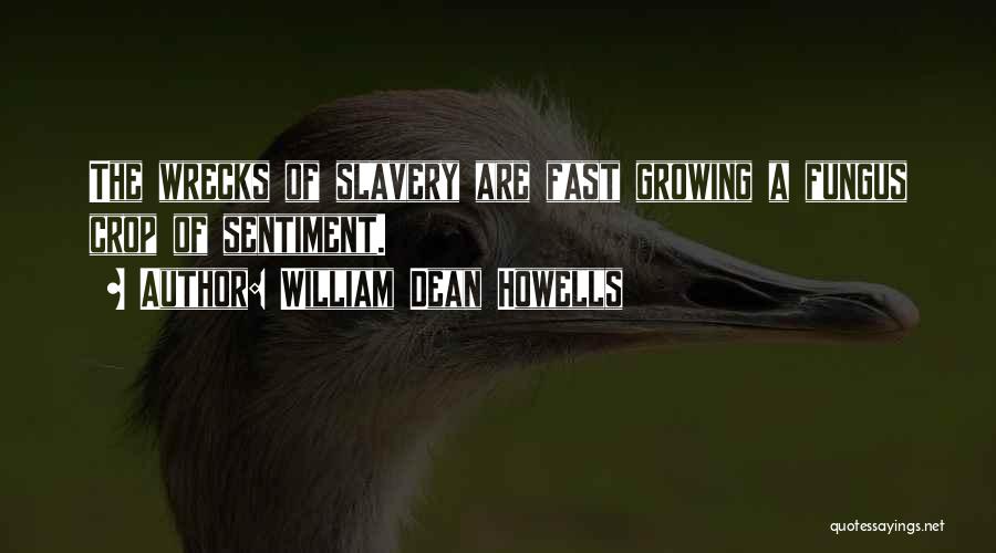 William Dean Howells Quotes: The Wrecks Of Slavery Are Fast Growing A Fungus Crop Of Sentiment.