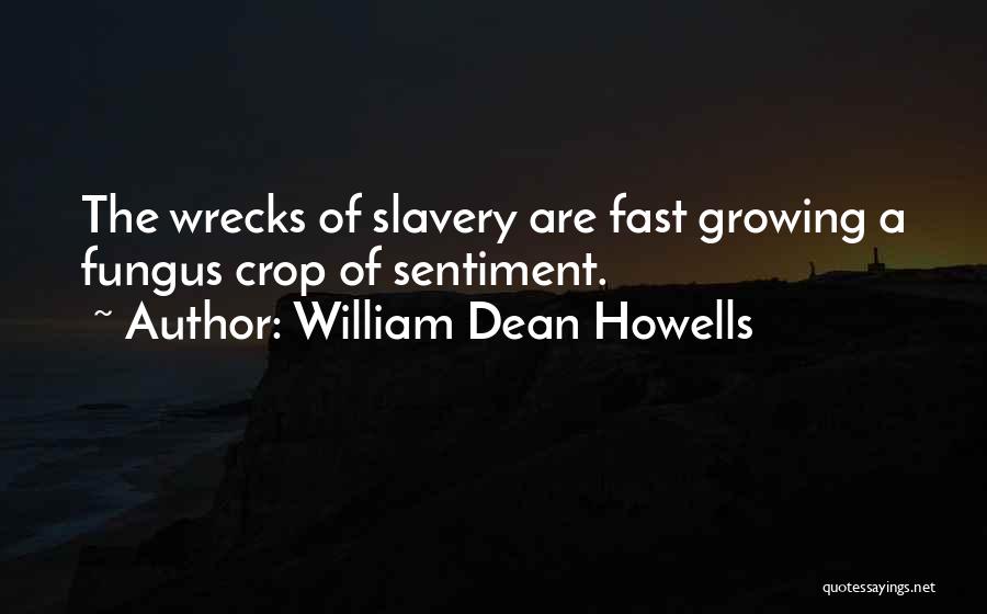 William Dean Howells Quotes: The Wrecks Of Slavery Are Fast Growing A Fungus Crop Of Sentiment.