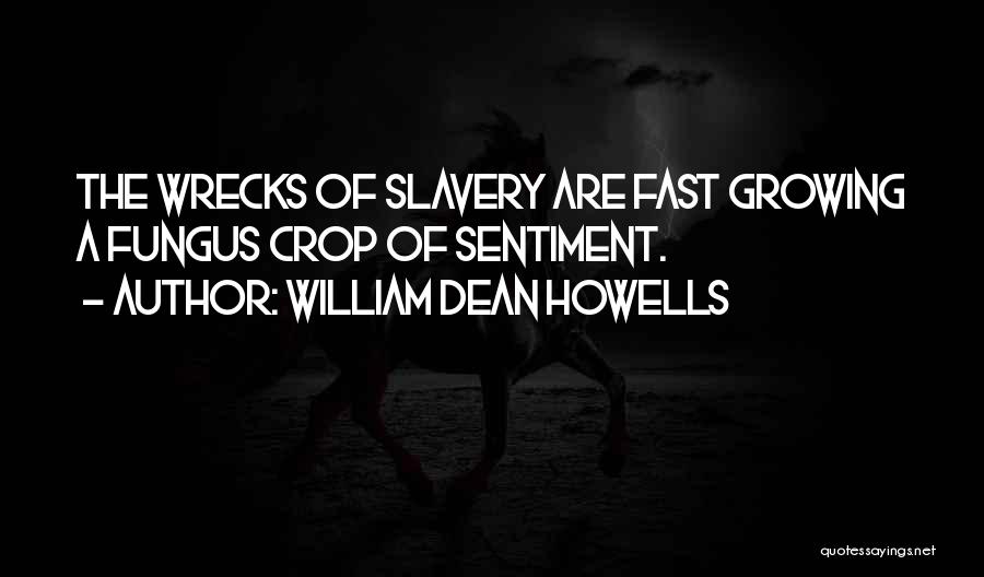 William Dean Howells Quotes: The Wrecks Of Slavery Are Fast Growing A Fungus Crop Of Sentiment.