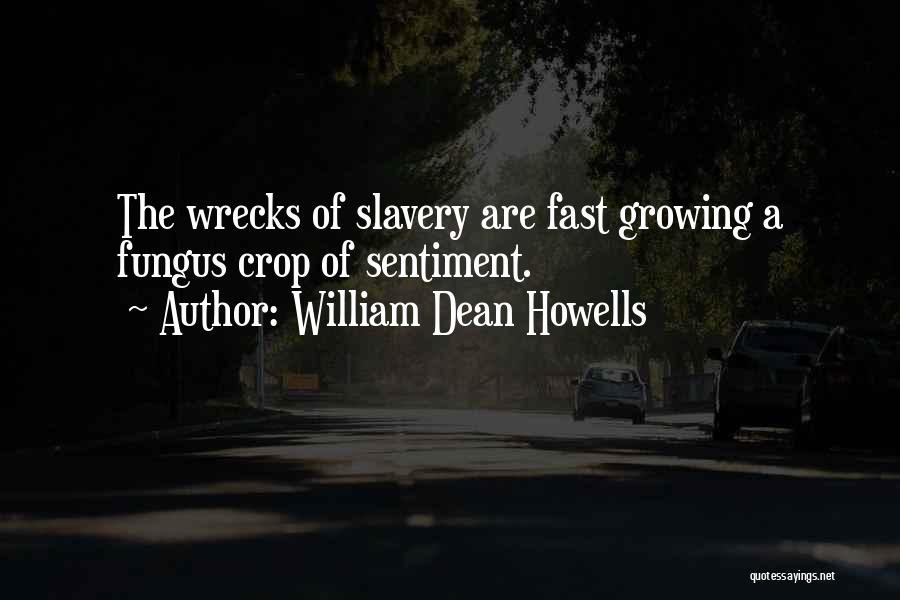William Dean Howells Quotes: The Wrecks Of Slavery Are Fast Growing A Fungus Crop Of Sentiment.