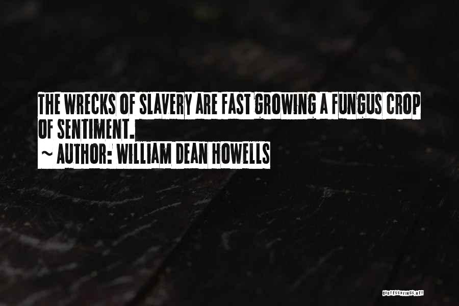 William Dean Howells Quotes: The Wrecks Of Slavery Are Fast Growing A Fungus Crop Of Sentiment.