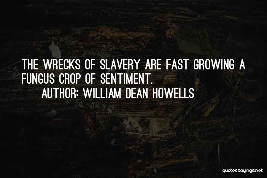 William Dean Howells Quotes: The Wrecks Of Slavery Are Fast Growing A Fungus Crop Of Sentiment.