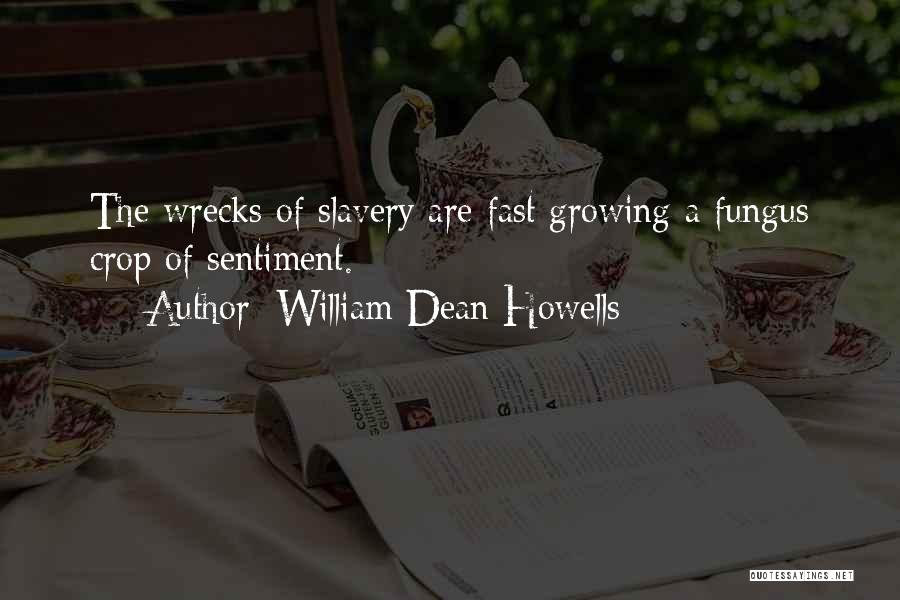 William Dean Howells Quotes: The Wrecks Of Slavery Are Fast Growing A Fungus Crop Of Sentiment.