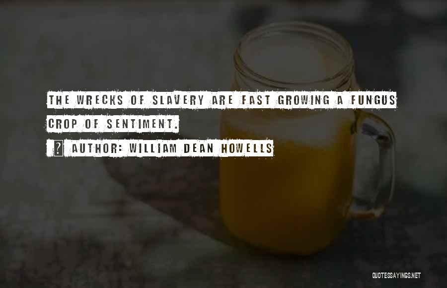 William Dean Howells Quotes: The Wrecks Of Slavery Are Fast Growing A Fungus Crop Of Sentiment.