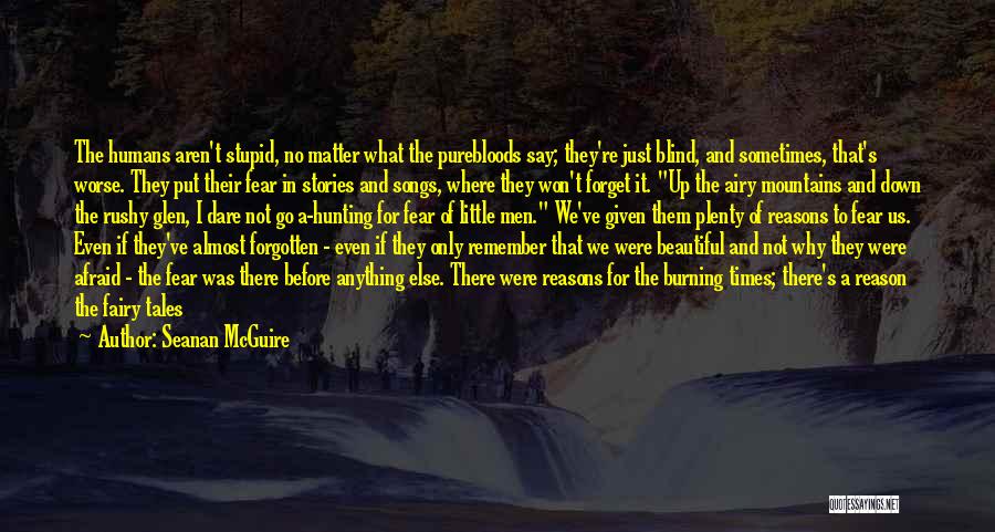 Seanan McGuire Quotes: The Humans Aren't Stupid, No Matter What The Purebloods Say; They're Just Blind, And Sometimes, That's Worse. They Put Their