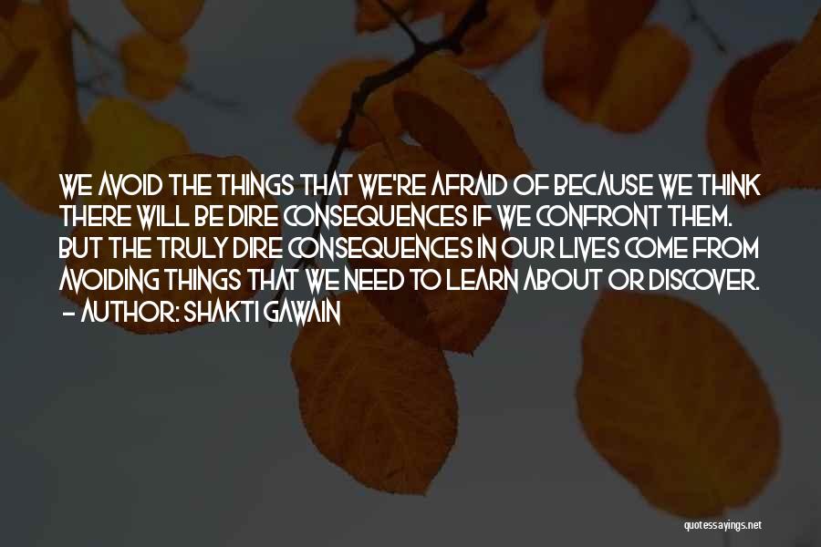 Shakti Gawain Quotes: We Avoid The Things That We're Afraid Of Because We Think There Will Be Dire Consequences If We Confront Them.