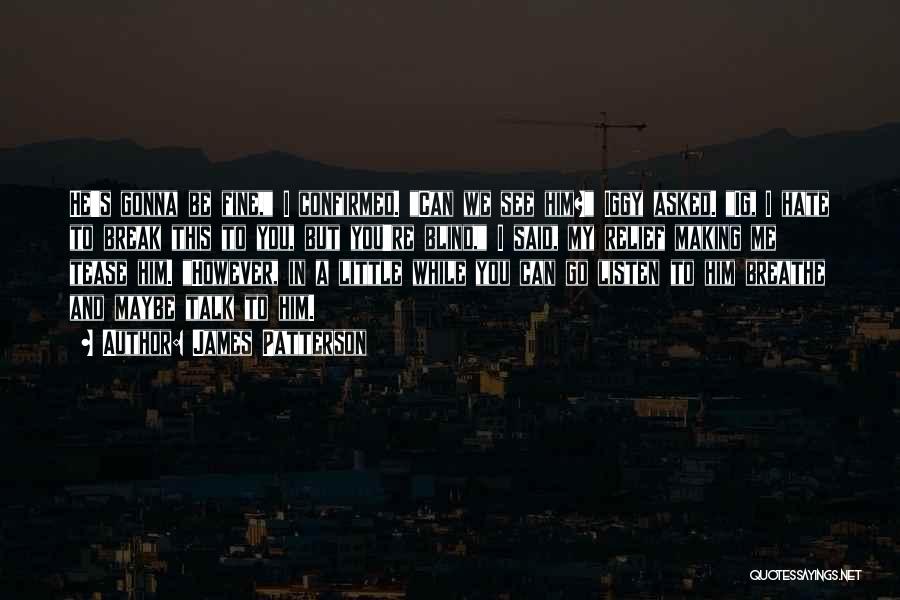 James Patterson Quotes: He's Gonna Be Fine, I Confirmed. Can We See Him? Iggy Asked. Ig, I Hate To Break This To You,