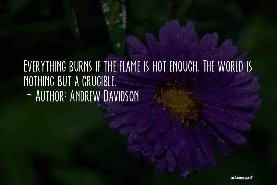 Andrew Davidson Quotes: Everything Burns If The Flame Is Hot Enough. The World Is Nothing But A Crucible.