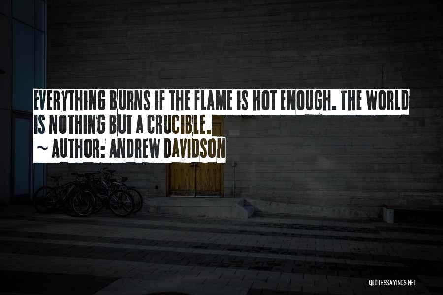 Andrew Davidson Quotes: Everything Burns If The Flame Is Hot Enough. The World Is Nothing But A Crucible.