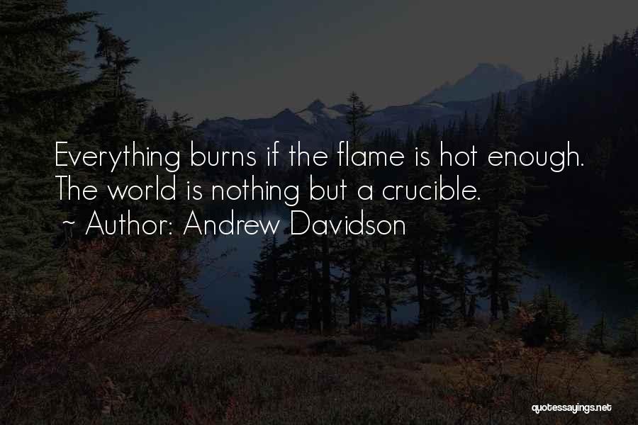 Andrew Davidson Quotes: Everything Burns If The Flame Is Hot Enough. The World Is Nothing But A Crucible.