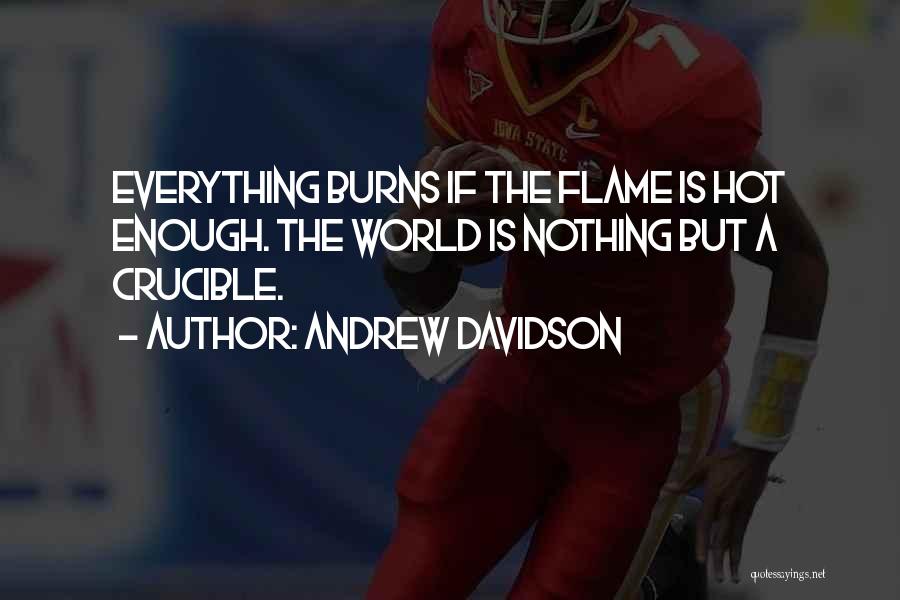 Andrew Davidson Quotes: Everything Burns If The Flame Is Hot Enough. The World Is Nothing But A Crucible.