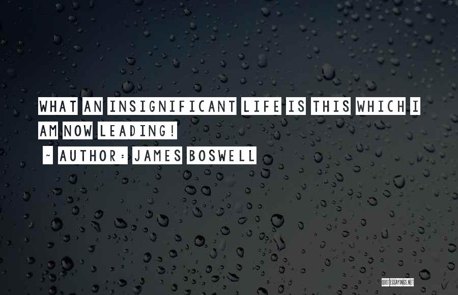 James Boswell Quotes: What An Insignificant Life Is This Which I Am Now Leading!
