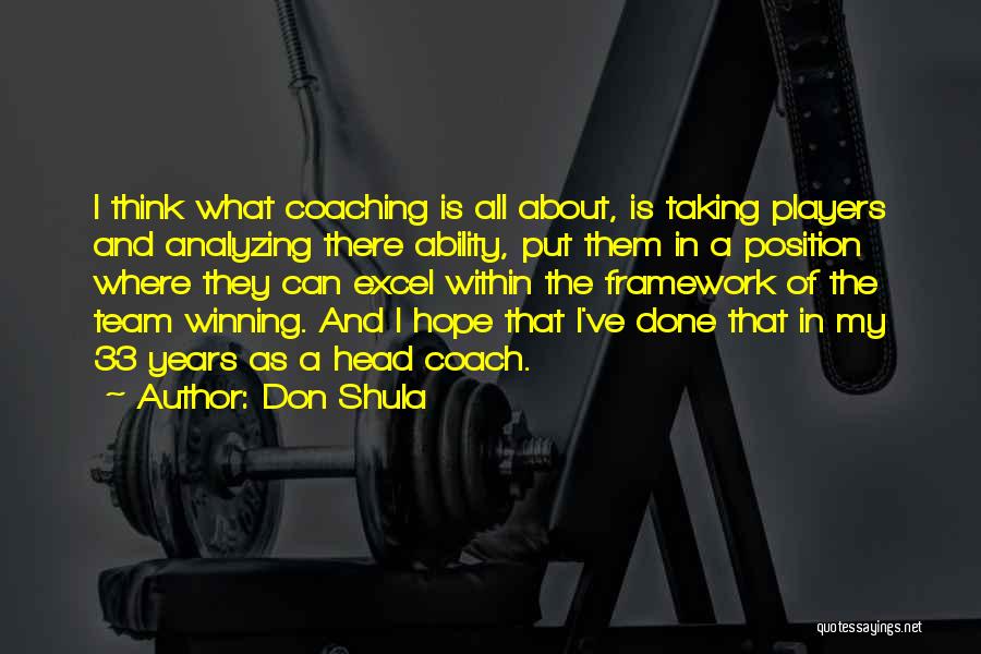 Don Shula Quotes: I Think What Coaching Is All About, Is Taking Players And Analyzing There Ability, Put Them In A Position Where