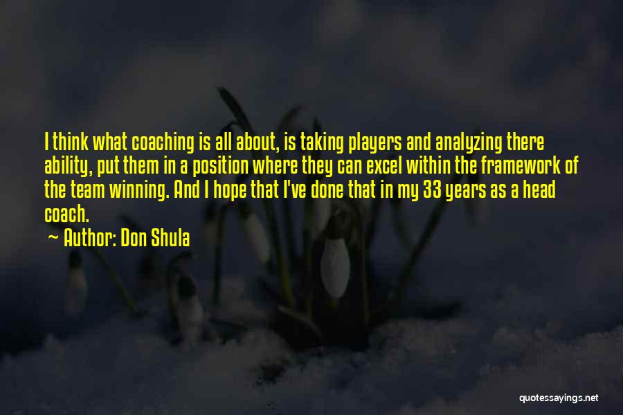 Don Shula Quotes: I Think What Coaching Is All About, Is Taking Players And Analyzing There Ability, Put Them In A Position Where