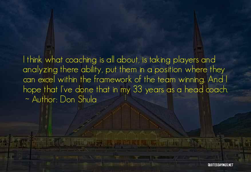 Don Shula Quotes: I Think What Coaching Is All About, Is Taking Players And Analyzing There Ability, Put Them In A Position Where