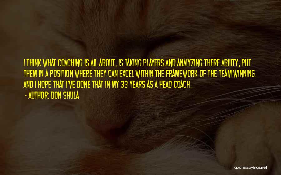 Don Shula Quotes: I Think What Coaching Is All About, Is Taking Players And Analyzing There Ability, Put Them In A Position Where