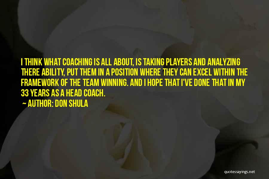 Don Shula Quotes: I Think What Coaching Is All About, Is Taking Players And Analyzing There Ability, Put Them In A Position Where