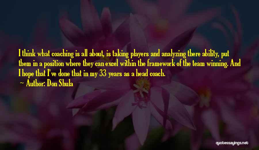 Don Shula Quotes: I Think What Coaching Is All About, Is Taking Players And Analyzing There Ability, Put Them In A Position Where