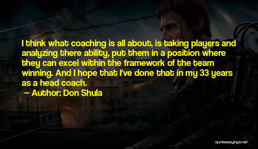 Don Shula Quotes: I Think What Coaching Is All About, Is Taking Players And Analyzing There Ability, Put Them In A Position Where