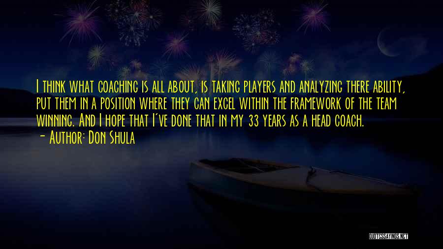 Don Shula Quotes: I Think What Coaching Is All About, Is Taking Players And Analyzing There Ability, Put Them In A Position Where