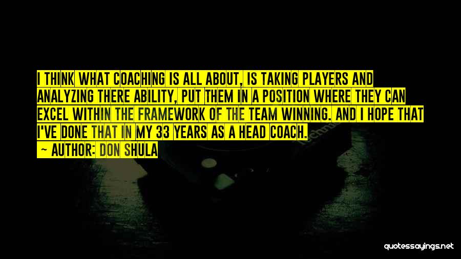 Don Shula Quotes: I Think What Coaching Is All About, Is Taking Players And Analyzing There Ability, Put Them In A Position Where