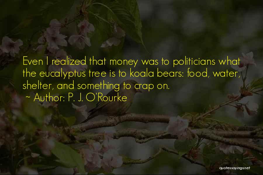 P. J. O'Rourke Quotes: Even I Realized That Money Was To Politicians What The Eucalyptus Tree Is To Koala Bears: Food, Water, Shelter, And