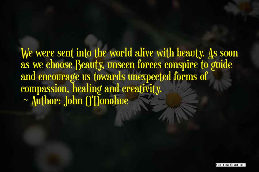 John O'Donohue Quotes: We Were Sent Into The World Alive With Beauty. As Soon As We Choose Beauty, Unseen Forces Conspire To Guide