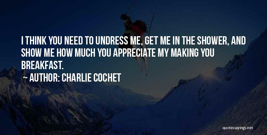 Charlie Cochet Quotes: I Think You Need To Undress Me, Get Me In The Shower, And Show Me How Much You Appreciate My